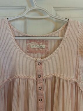 We The Free Blush Pink Striped Button-Front Peasant Tunic/Mini Dress